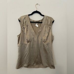 Vtg Old Navy Gold Silk Sleeveless Babydoll Top XL Y2K Forest Fairy Quiet Luxury